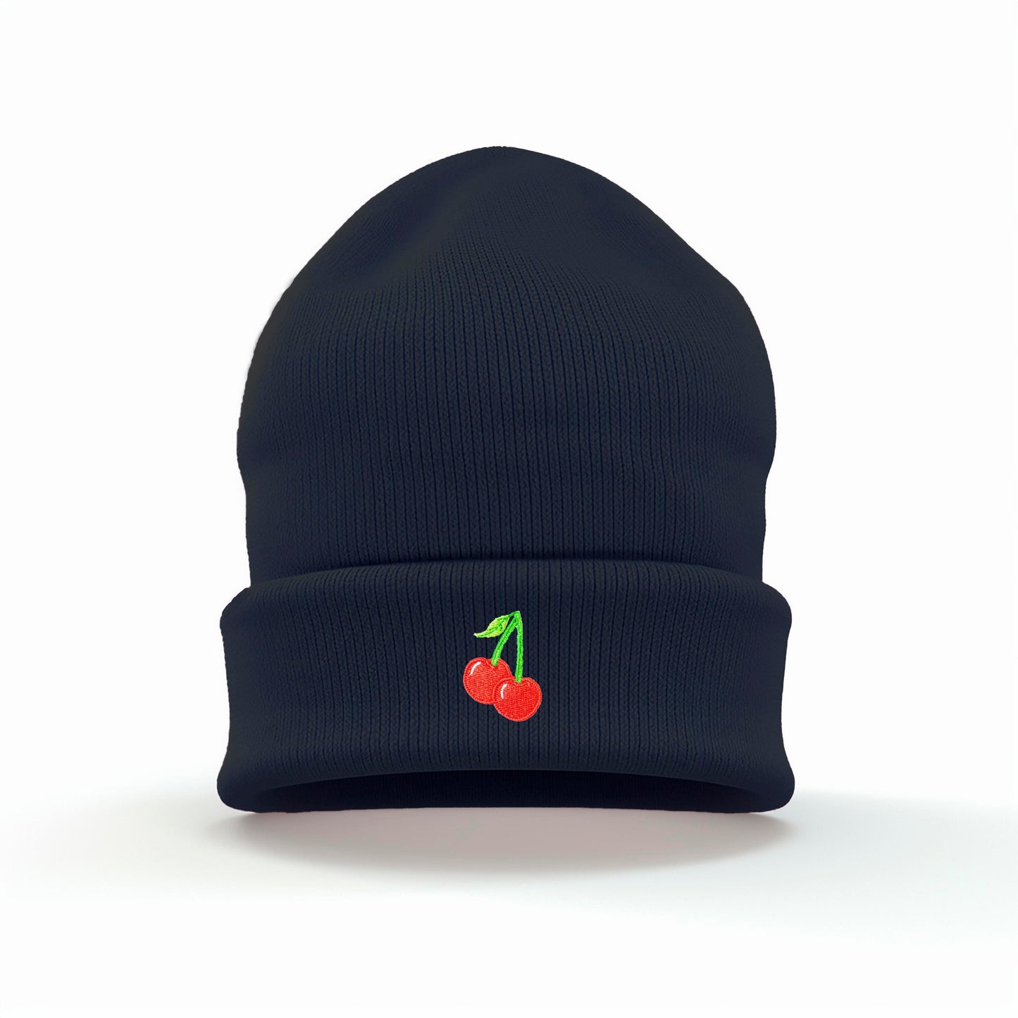 Playful Cherry Embroidered Cuffed Beanie | Soft and Warm | Whimsical | Fruits | Multiple Colors