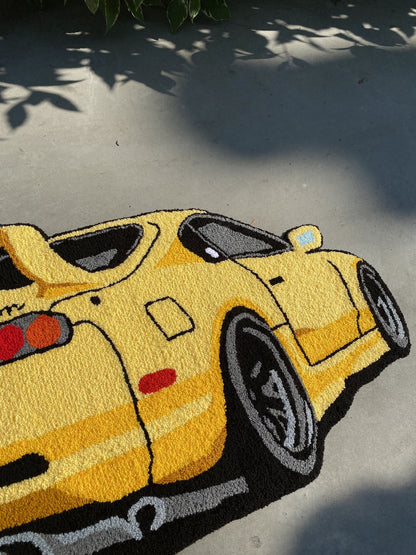 Legend japan yellow car non-slip area rug, Boys' room garage living room decor, Boyfriend gift