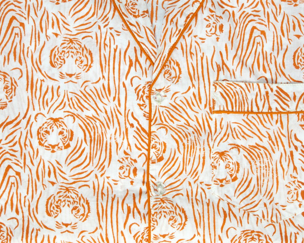 Short Pajama Sets - Orange Tiger Stripe