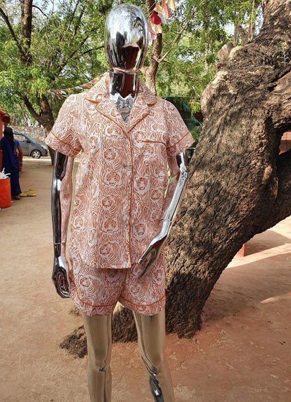 Short Pajama Sets - Orange Tiger Stripe