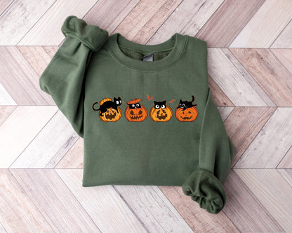 Halloween Sweatshirt,Cat Sweatshirt,Ghost Shirt,Halloween Sweater,Cool Halloween Cat Shirt,Cat Lover Tshirt, Black Cat Shirt,Spooky Season