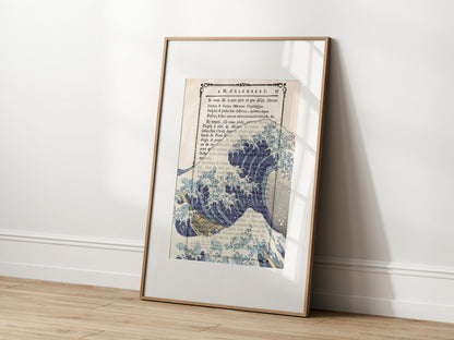 The Great Wave by Katsushika Hokusai Poster Print on vintage page of a book,  Japanese Art,  Vintage Poster, Katsushika Hokusai wall art