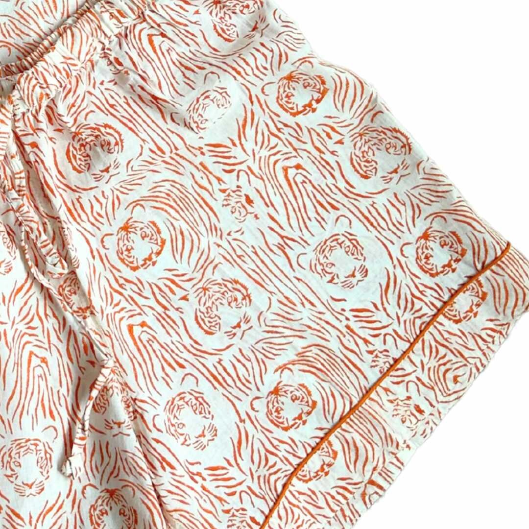 Short Pajama Sets - Orange Tiger Stripe