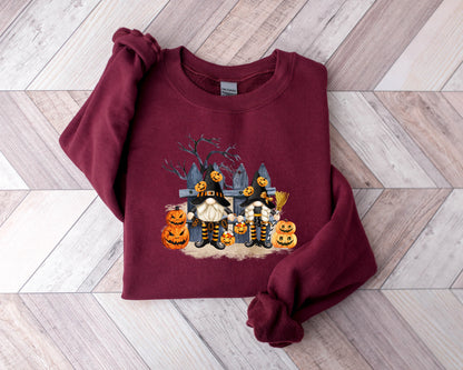 Gnome Sweatshirt, Halloween Gnome Sweater, Halloween Sweatshirt, Halloween Sweater, Spooky Sweatshirt, Halloween Gift, Pumpkin Sweatshirt
