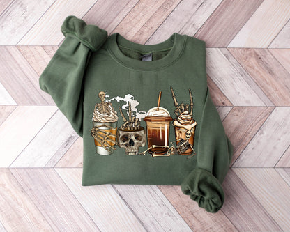 Halloween Horror Coffee Sweatshirt, Horror Movie Coffee Halloween Hoodie, Halloween Sweatshirt, Spooky Season Sweater,Happy Halloween Hoodie