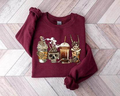 Halloween Horror Coffee Sweatshirt, Horror Movie Coffee Halloween Hoodie, Halloween Sweatshirt, Spooky Season Sweater,Happy Halloween Hoodie