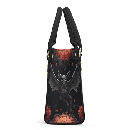 Halloween Bat Vegan Leather Bag, Horror Leather Bag, Dark Scoopy Halloween Dark Academia Handbag, Black Top Handle Bag, Gift For Halloween