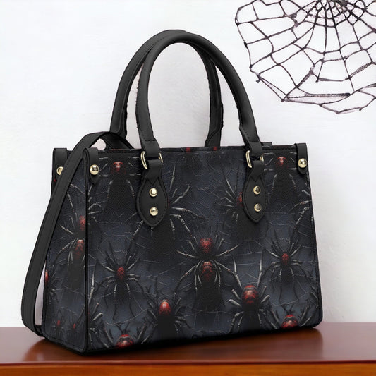 Scary Black Tarantula Handbag, Dark Goth Witchy Purse, Dark Cottagecore Bag, Organized Goblincore Bag, Vegan Leather Dark Nature Handbag