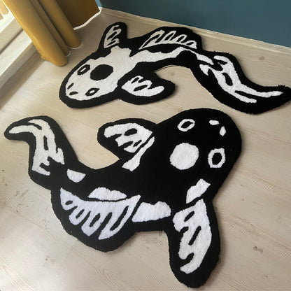 Koi Yin Yang Fish Rug | Custom Asian Tufted Rug | Fluffy & Soft Tufting