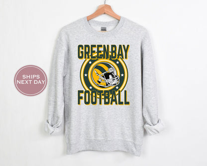 Green Bay Football Sweatshirt, Vintage Green Bay Crewneck, Retro Green Bay Sweatshirt, Green Bay Varsity Sweatshirt, Green Bay Long Sleeve