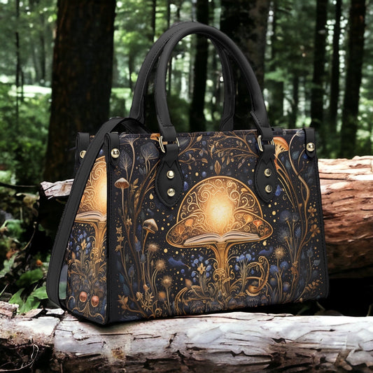 Cottagecore Mushroom Handbag, Witchy Mushroom Purse, Dark Cottagecore Bag, Organized Goblincore Bag for Witches, Leather Mushroom Bag