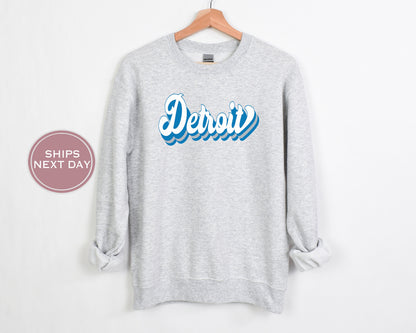 Detroit Football Sweatshirt, Vintage Detroit Crewneck, Retro Detroit Sweatshirt, Detroit Varsity Sweatshirt, Detroit Long Sleeve