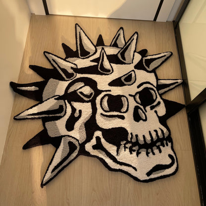 Grunge Skull Tufted Rug: Handmade Acrylic Home Decor