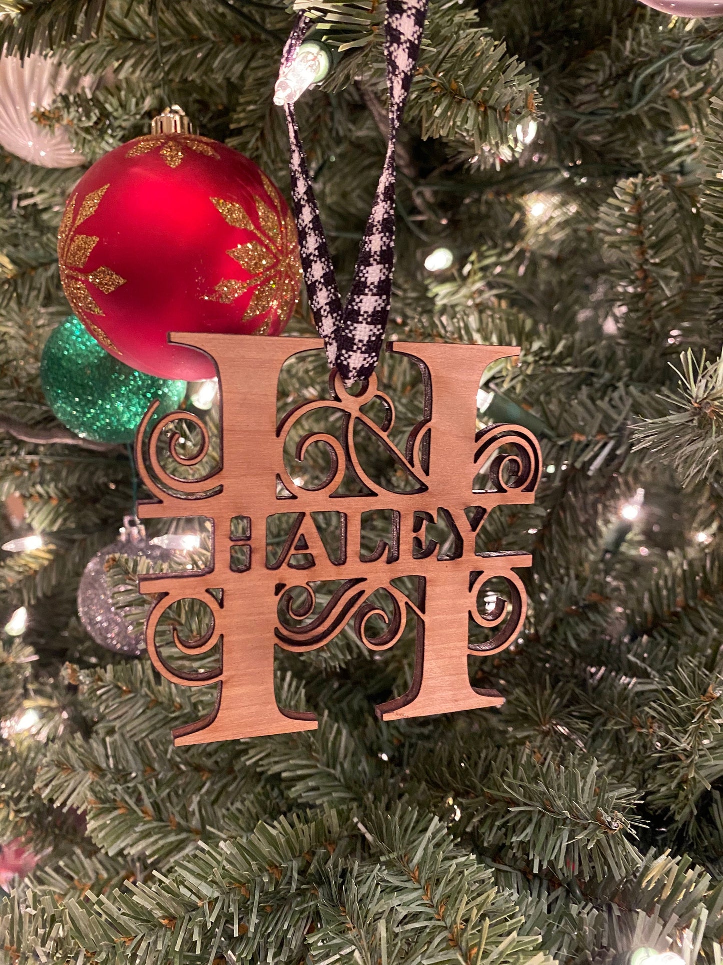Personalized Laser Cut Monogrammed Ornament | Custom Christmas Ornament | Wooden Holiday Decoration  | Unique Holiday Keepsake Gift |