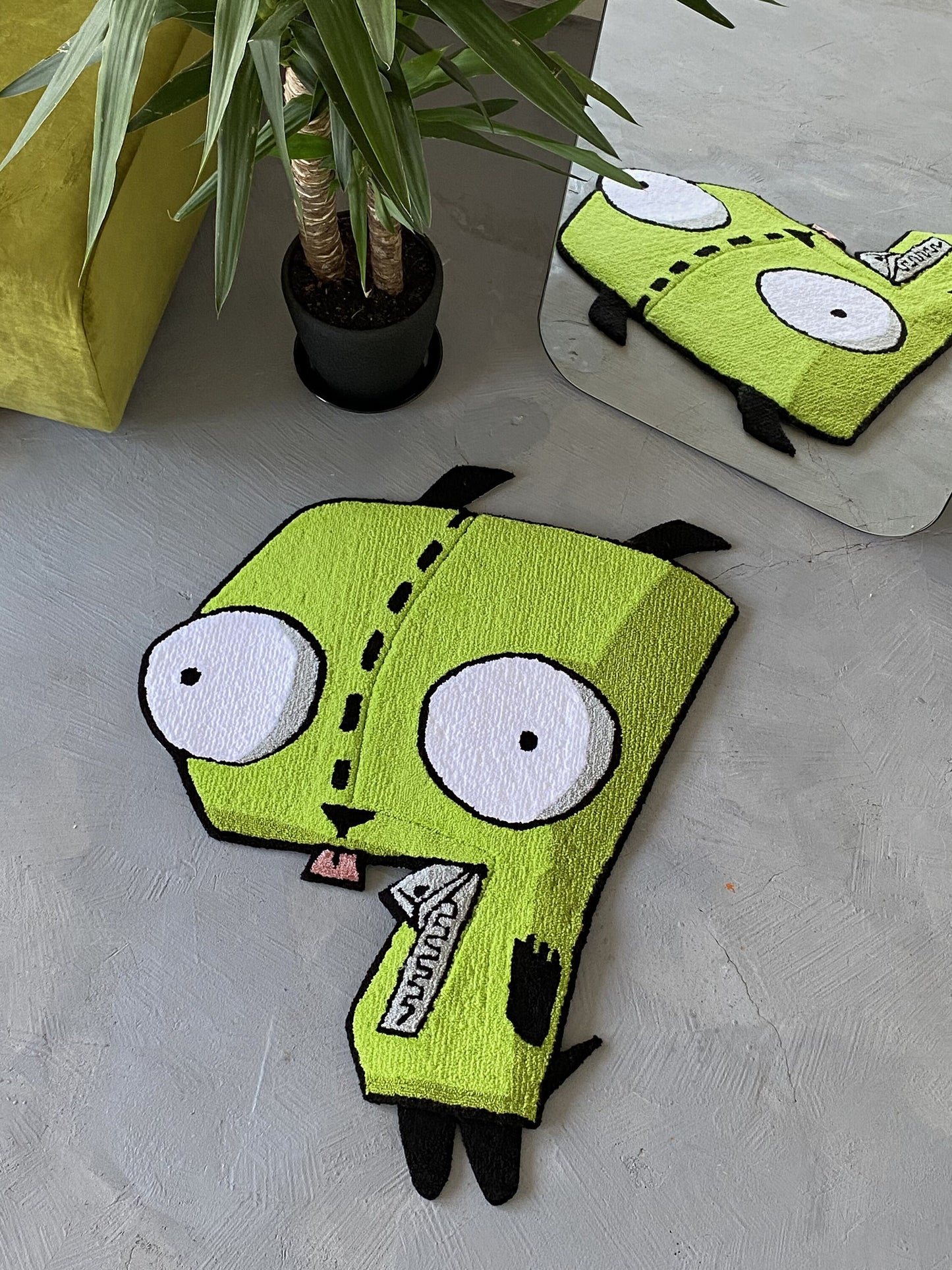 Transforming Cartoon character, Custom Cartoon Invader  Rug - Handcrafted Sci-Fi Tribute, non-slip rug, Alien custom rug