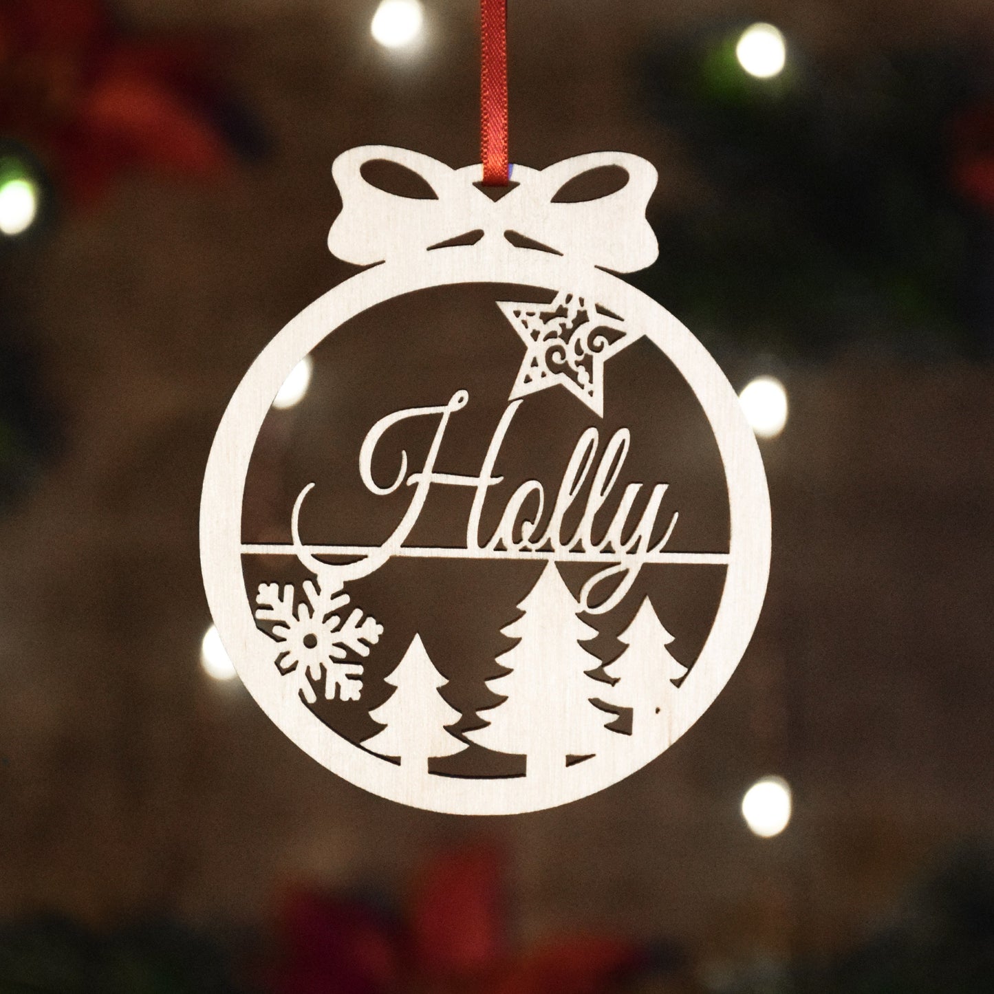 Personalized Christmas Ornaments | Laser Cut Wood Ornaments | Hand-Made in the USA | Custom Christmas Gift