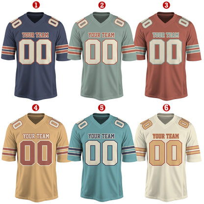 Personalized Team Name And Number Football Jersey, Custom V-neck Short Sleeve Jersey Shirt, Football Jersey For Football Fan Football Lover