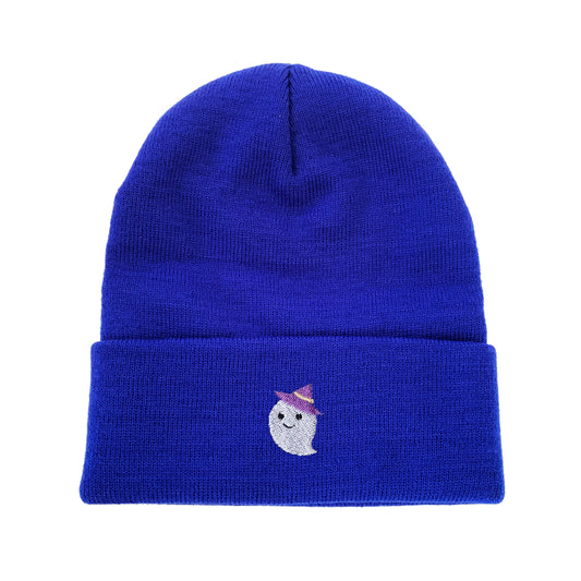 Ghost with Witch Hat Halloween Embroidered Beanie Halloween Winter Hat