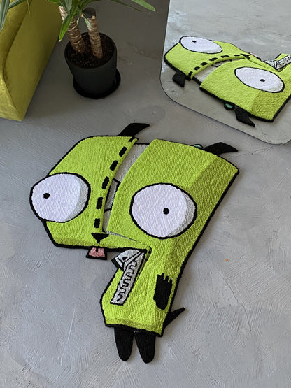 Transforming Cartoon character, Custom Cartoon Invader  Rug - Handcrafted Sci-Fi Tribute, non-slip rug, Alien custom rug