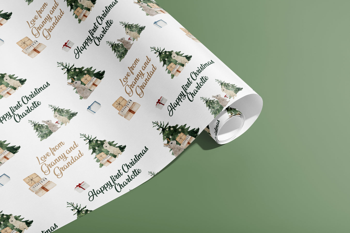 Personalised 1st Christmas Wrapping Paper, Gift Wrap, Customised, New Born, New Baby, Baby Shower, Celebration, Boy, Blue, Paper, Festive