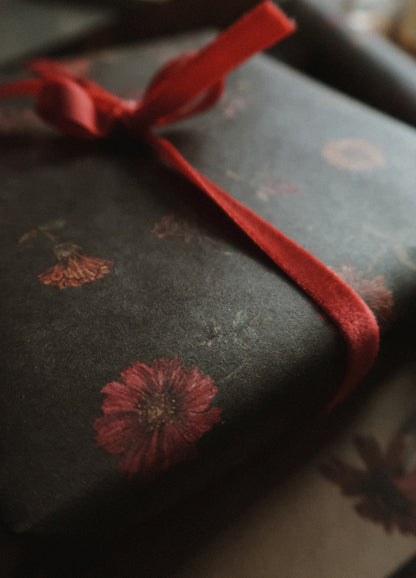 Florals on dark green wrapping paper, Gift Wrap, gift wrapping paper, Gift Warp, Wrapping paper, gift paper, floral wrapping paper, recycled