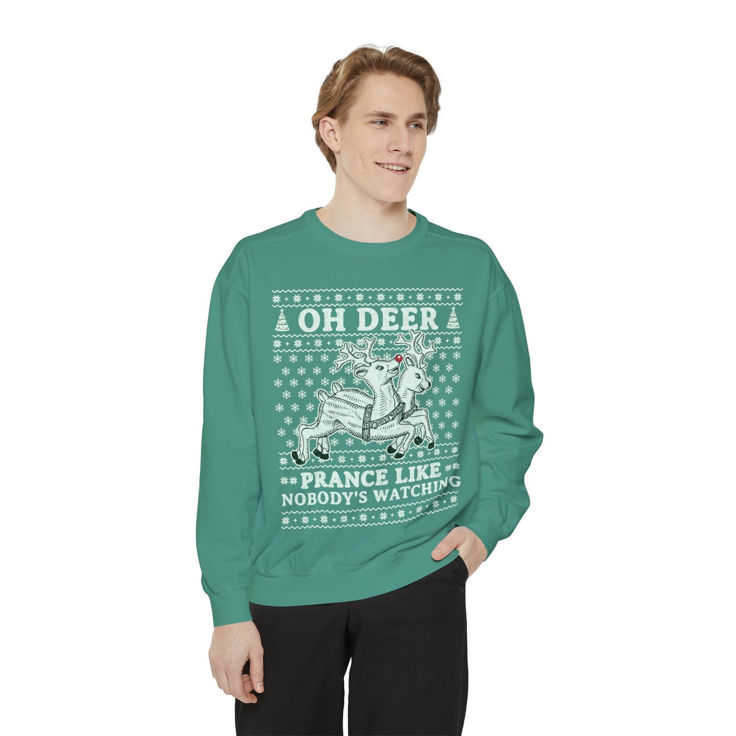 Merry Christmas Sweatshirt Prance Like Nobodys Watching Sweatshirt Funny Reindeer Sweatshirt Ugly Christmas Design