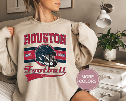 Houston Football Sweatshirt, Vintage Houston Crewneck, Retro Houston Sweatshirt, Houston Varsity Sweatshirt, Texas Football