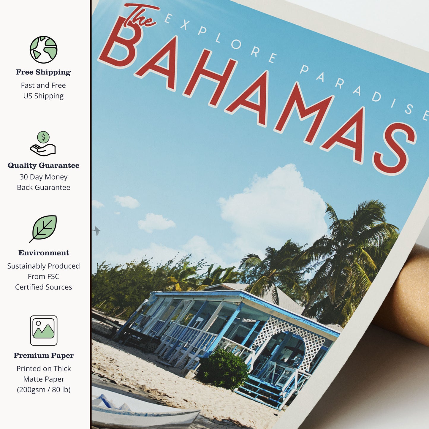 The Bahamas Travel Poster, The Bahamas Art Print, The Bahamas Wall Art, The Bahamas Beach Artwork, Nassau Vintage Beach Poster