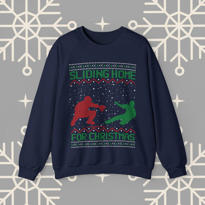 Sliding Home for Christmas, Baseball Christmas , Ugly Christmas , Funny Baseball Sweatshirt, Christmas Party