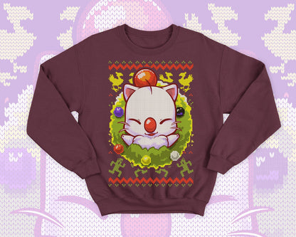Moogle Ugly Christmas - Final fantasy cute gift - Chocobo cactuar winter sweatshirt