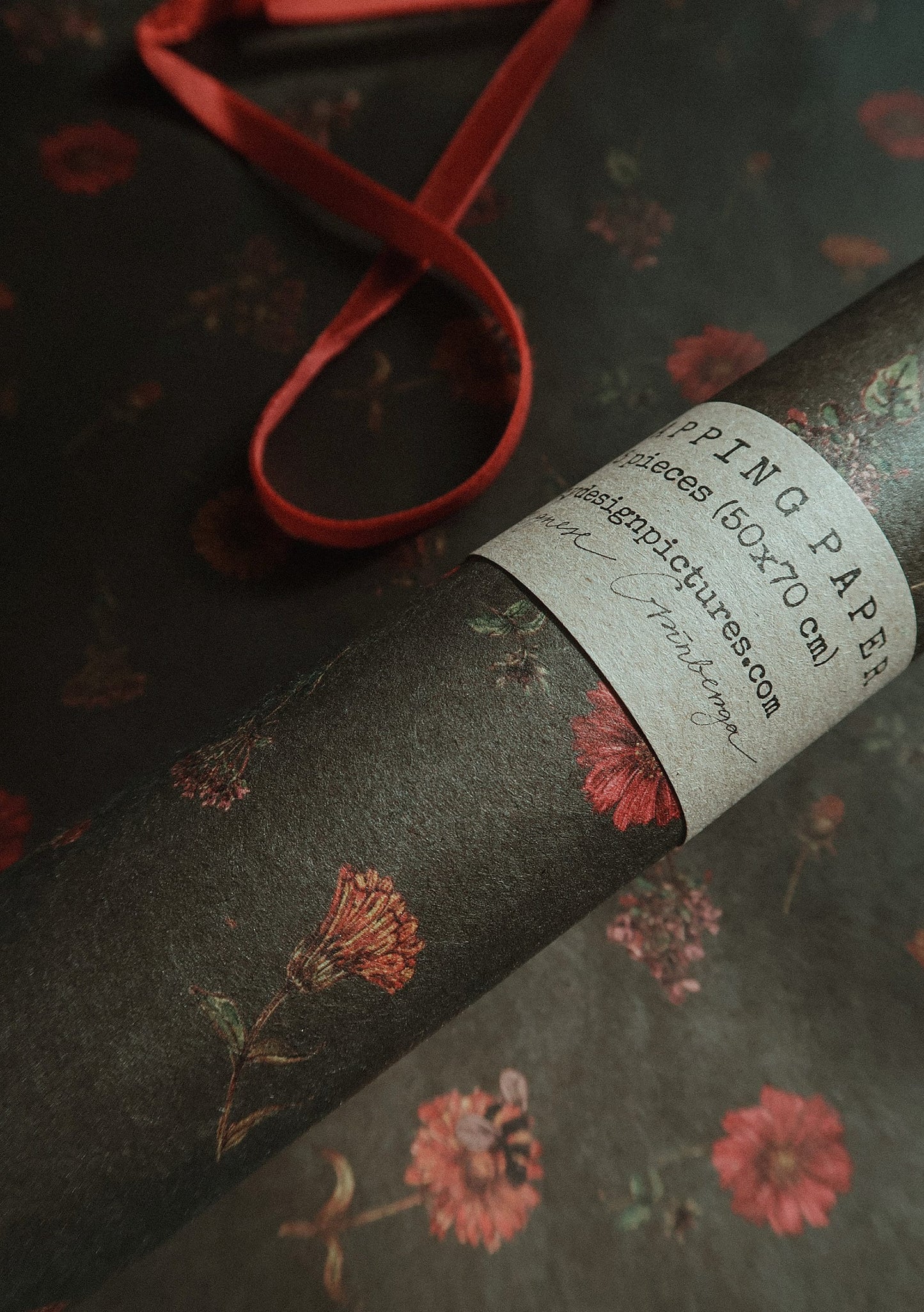 Florals on dark green wrapping paper, Gift Wrap, gift wrapping paper, Gift Warp, Wrapping paper, gift paper, floral wrapping paper, recycled