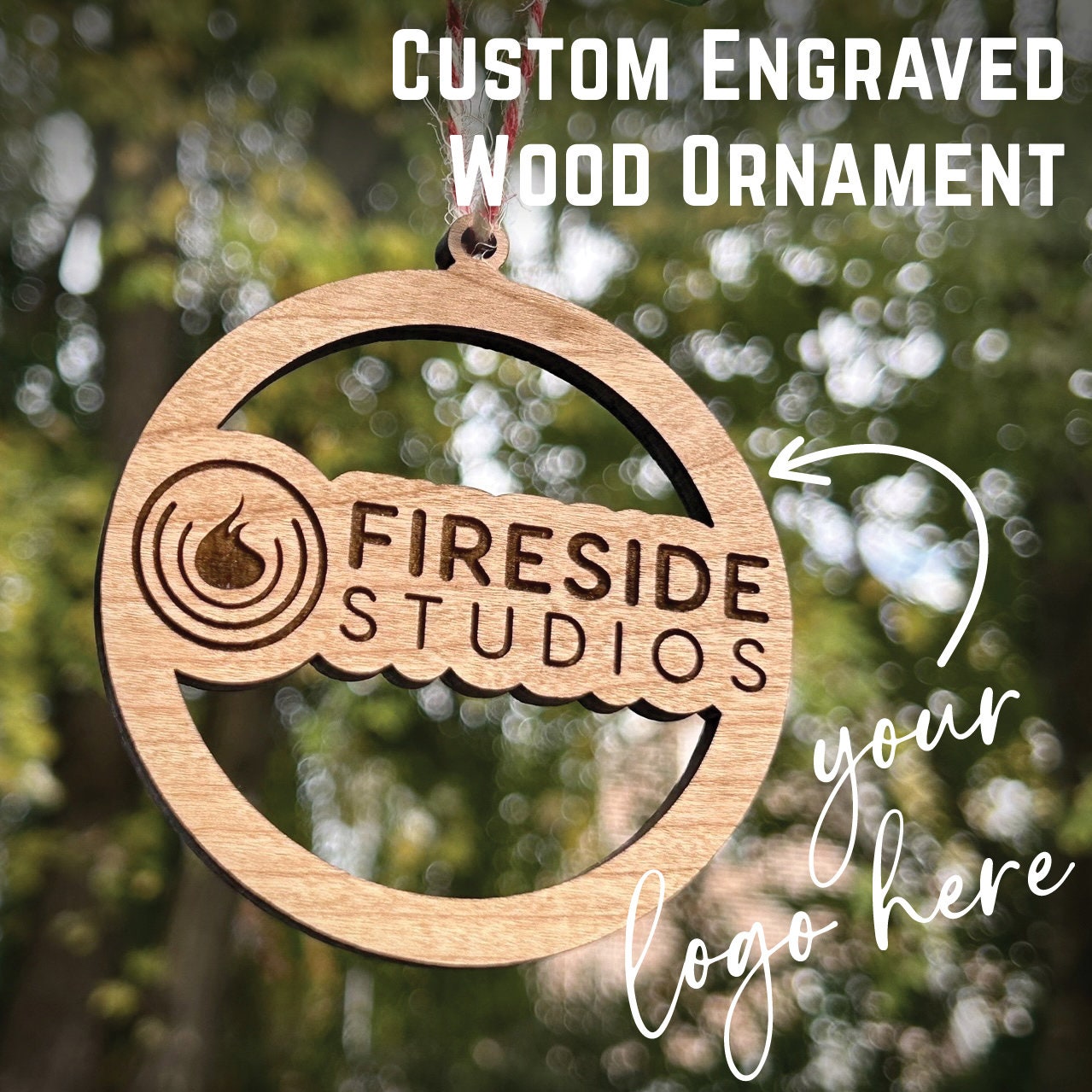 Custom Wood Logo Ornament | Company Gift | Church Gift | Club Gift | School Gift | Engraved Ornament | Team Gift | Gift Shop
