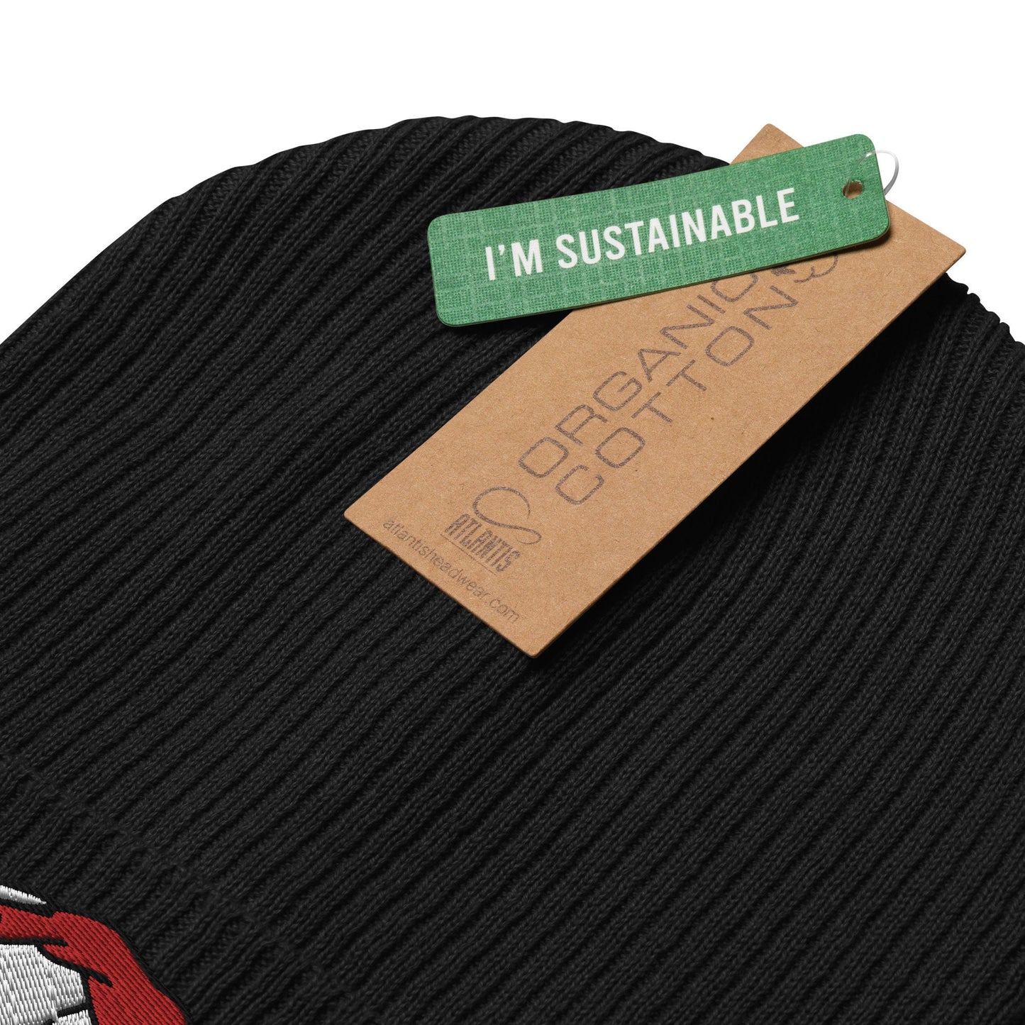 Demon Handshake Embroidered Beanie, Tattoo Inspired Clothing, Tattoo Flash, Unisex Cuffed Knit Hat, Tattoo Apparel, Ribbed Knit Beanie