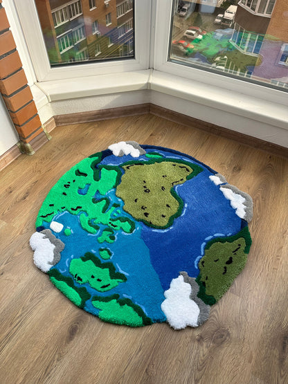 ready to ship! Planet Earth Handmade Tufting Rug