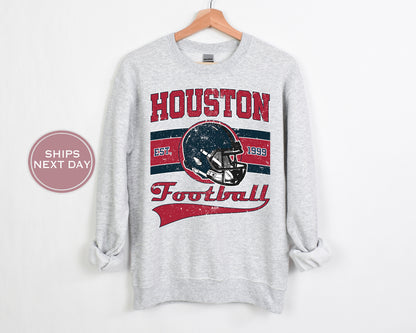 Houston Football Sweatshirt, Vintage Houston Crewneck, Retro Houston Sweatshirt, Houston Varsity Sweatshirt, Texas Football
