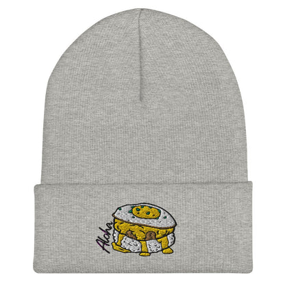 Bits of Aloha Loco Moco Cuffed Beanie, perfect for winters dreaming of Hawaii