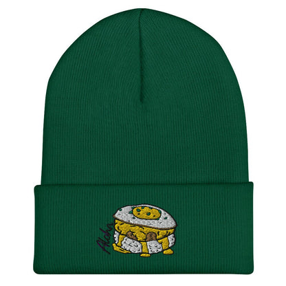 Bits of Aloha Loco Moco Cuffed Beanie, perfect for winters dreaming of Hawaii