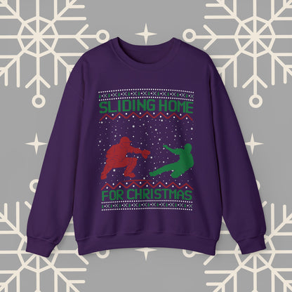 Sliding Home for Christmas, Baseball Christmas , Ugly Christmas , Funny Baseball Sweatshirt, Christmas Party