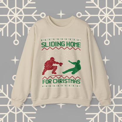Sliding Home for Christmas, Baseball Christmas , Ugly Christmas , Funny Baseball Sweatshirt, Christmas Party