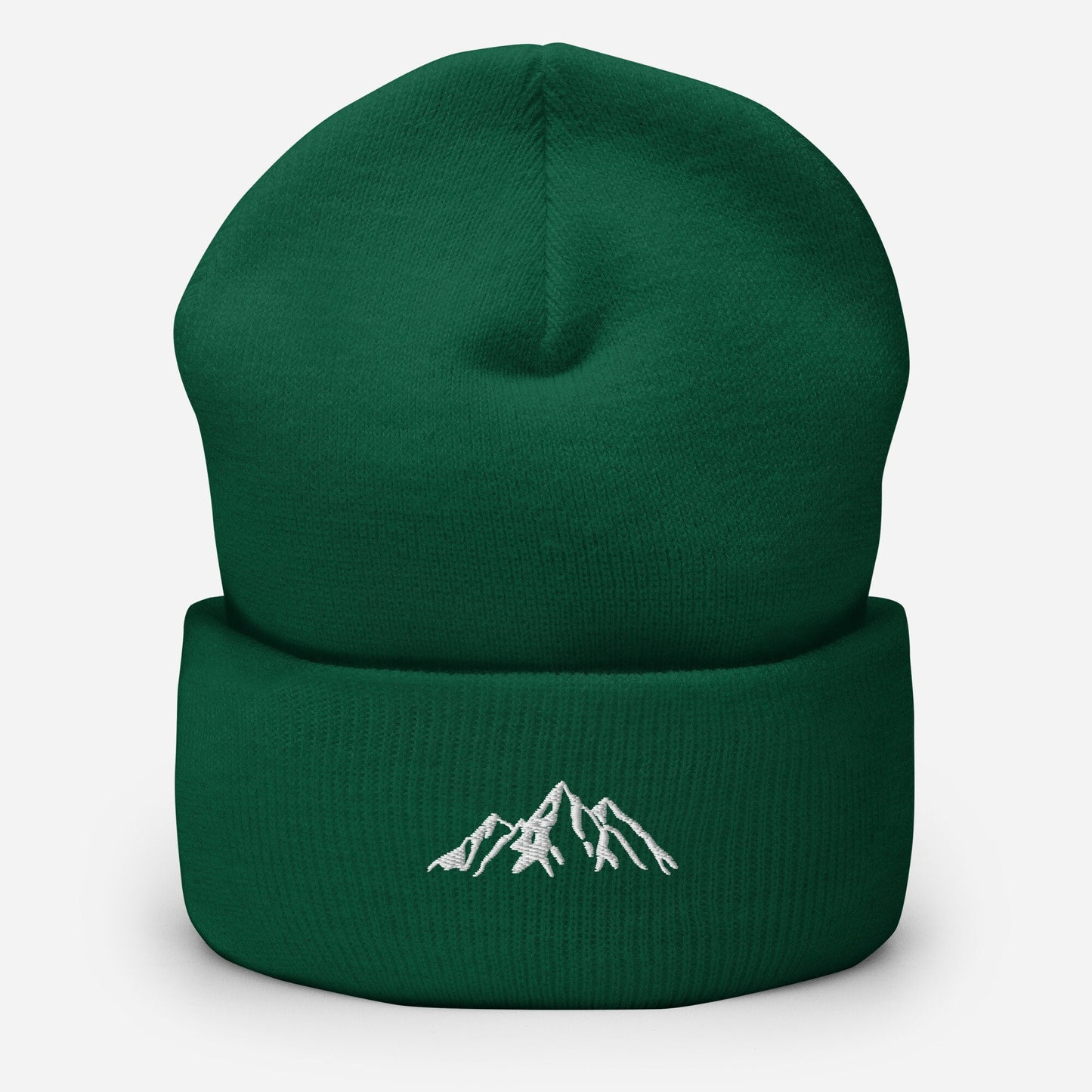 Embroidered Mountain Cuffed Beanie, Nature Inspired Hat, Outdoor Living Toque