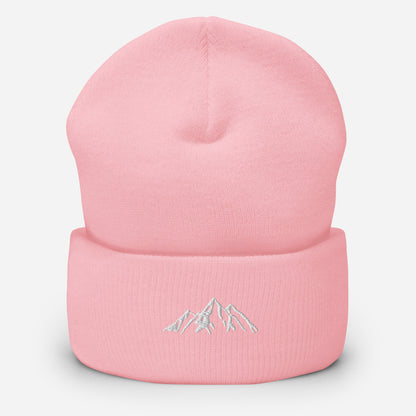 Embroidered Mountain Cuffed Beanie, Nature Inspired Hat, Outdoor Living Toque