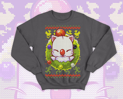 Moogle Ugly Christmas - Final fantasy cute gift - Chocobo cactuar winter sweatshirt
