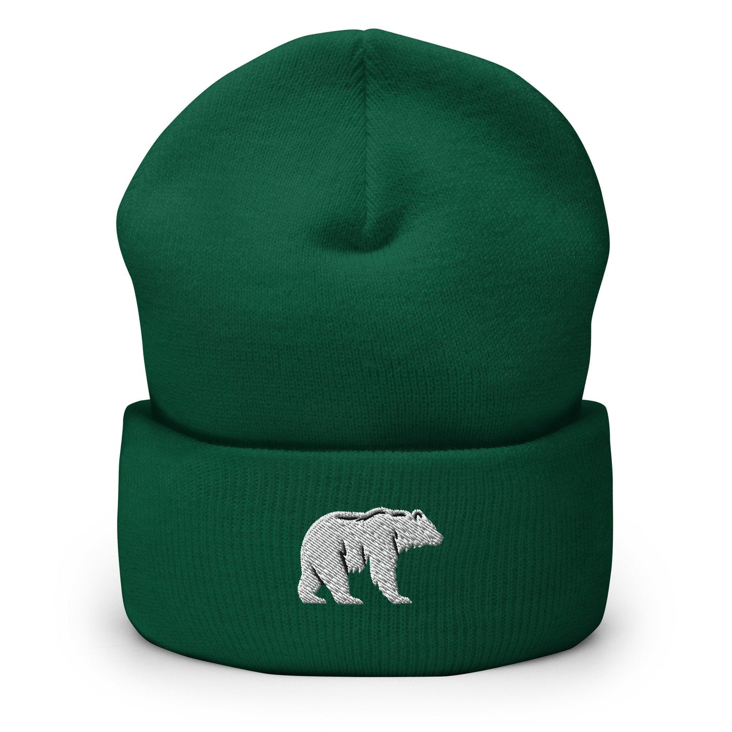 Embroidered Polar Bear Beanie, White Bear Walking Toque, Nature Inspired Woolly Hat