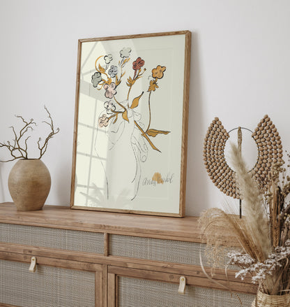 Rare Andy Warhol Flower drawing poster, Andy Warhol Flower Print, Flower Hand poster, Andy Warhol Wall art decor, Warhol Home Decor