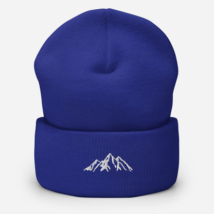 Embroidered Mountain Cuffed Beanie, Nature Inspired Hat, Outdoor Living Toque