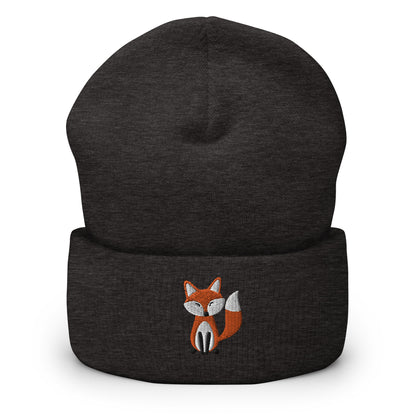 Embroidered Fox Beanie, Winter Warm Unisex Beanie Hat, Animal Lover Toque, Fox Lovers Gift Idea, Fox Beanie Hat for Kids or Adults