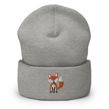 Embroidered Fox Beanie, Winter Warm Unisex Beanie Hat, Animal Lover Toque, Fox Lovers Gift Idea, Fox Beanie Hat for Kids or Adults