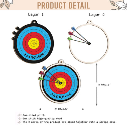 Personalized Archery Layered Wood Ornament, Custom Archery Christmas Tree Ornament, Archery Christmas Home Decor, Xmas Gift for Archer