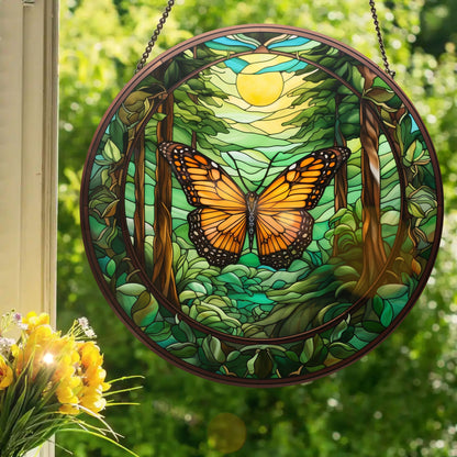 Butterfly #1: Stained Glass Style Window Hanging