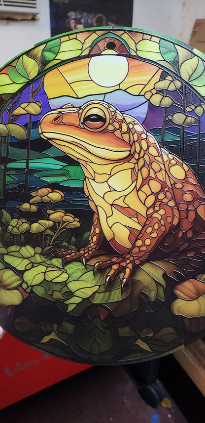Forest Toad: Stained Glass Style Window Hanging